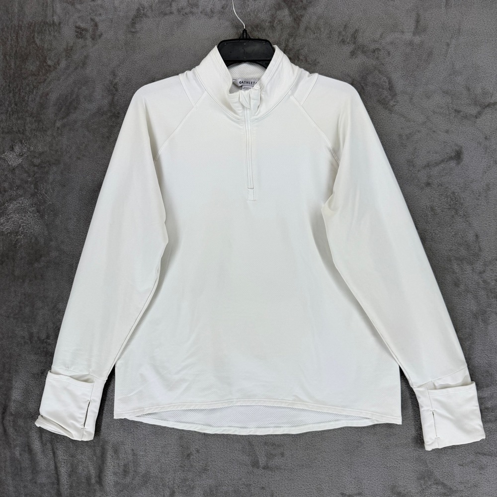 Athleta Flurry Force‎ Half Zip Pullover White Thermal Running Top 466433 Large